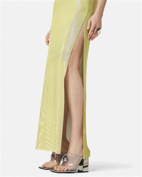 versace metal mesh dress|Draped Metal Mesh Gown Yellow .